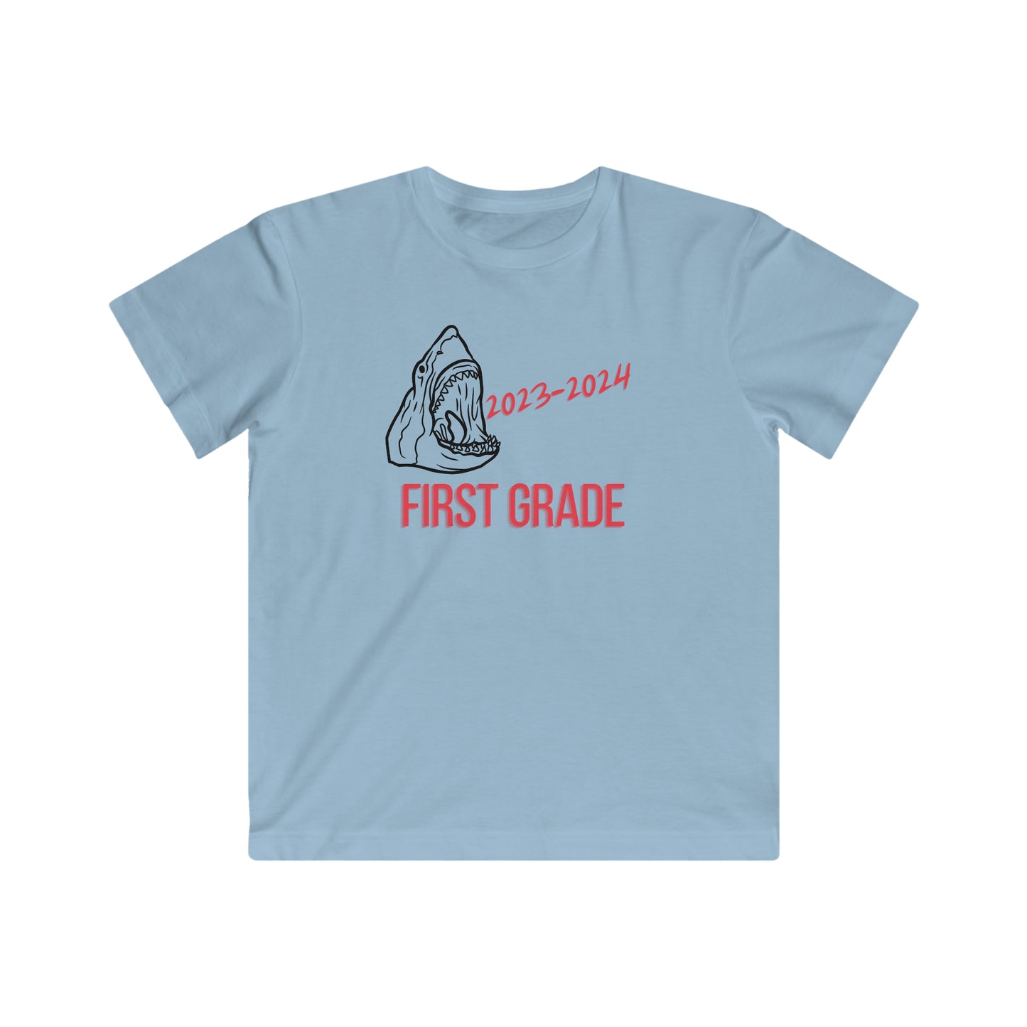 Shark, First Grade 23-24 T-Shirt  Black/Red Text