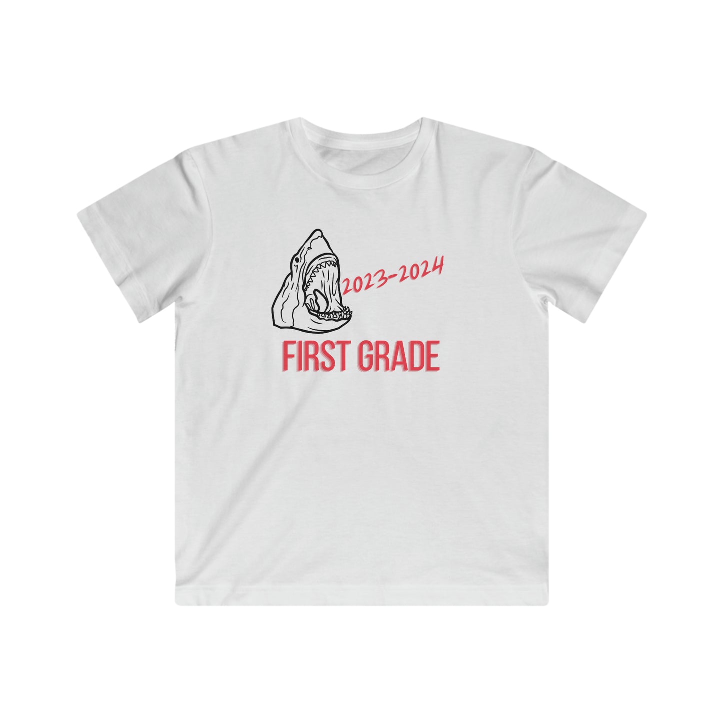 Shark, First Grade 23-24 T-Shirt  Black/Red Text
