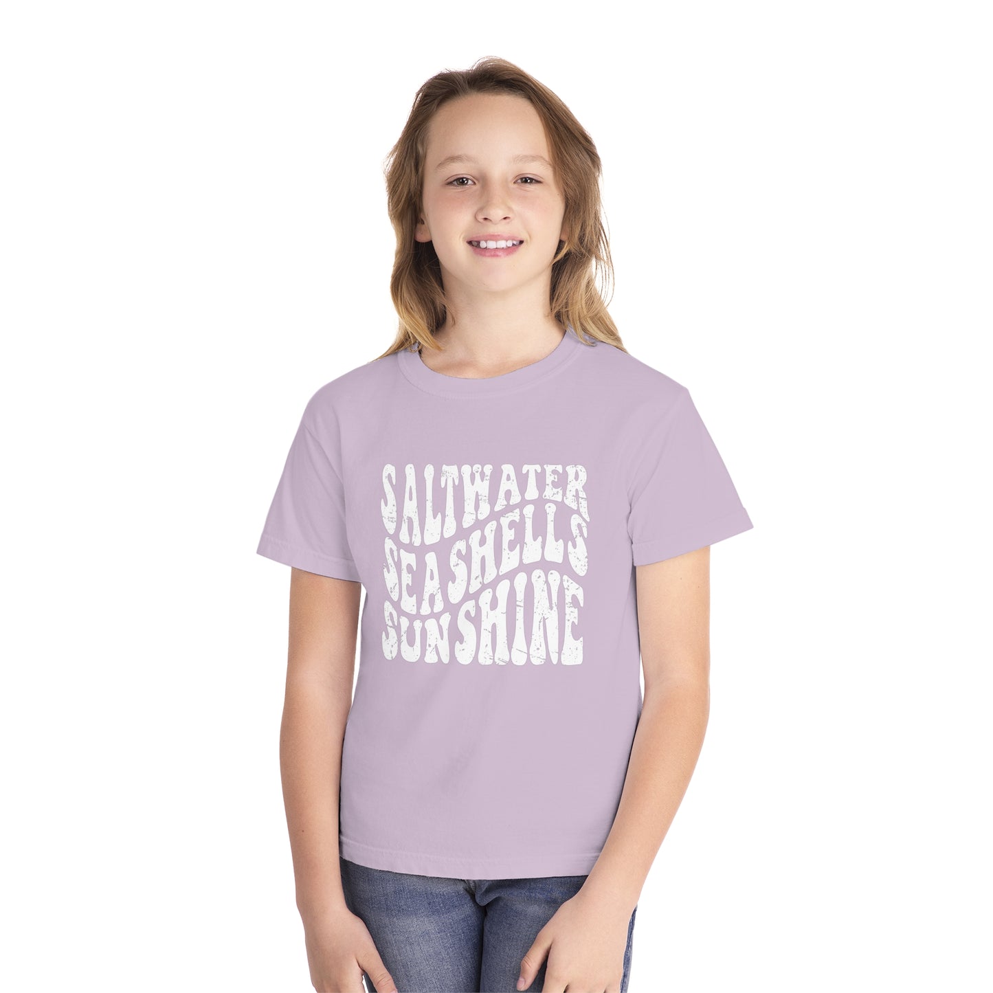 Youth Saltwater, Seashells, Sunshine Comfort Colors Youth Tee