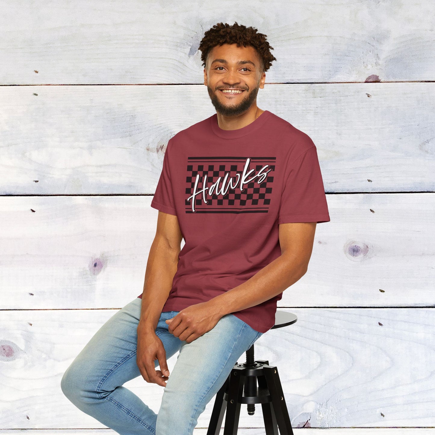 Heath Hawks Checkered Comfort Colors Unisex Tee
