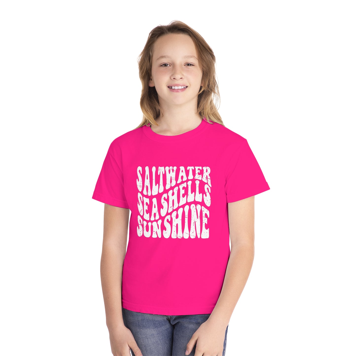Youth Saltwater, Seashells, Sunshine Comfort Colors Youth Tee