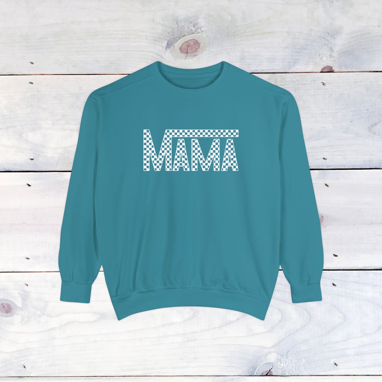 Mama Checkered Comfort Colors Sweater
