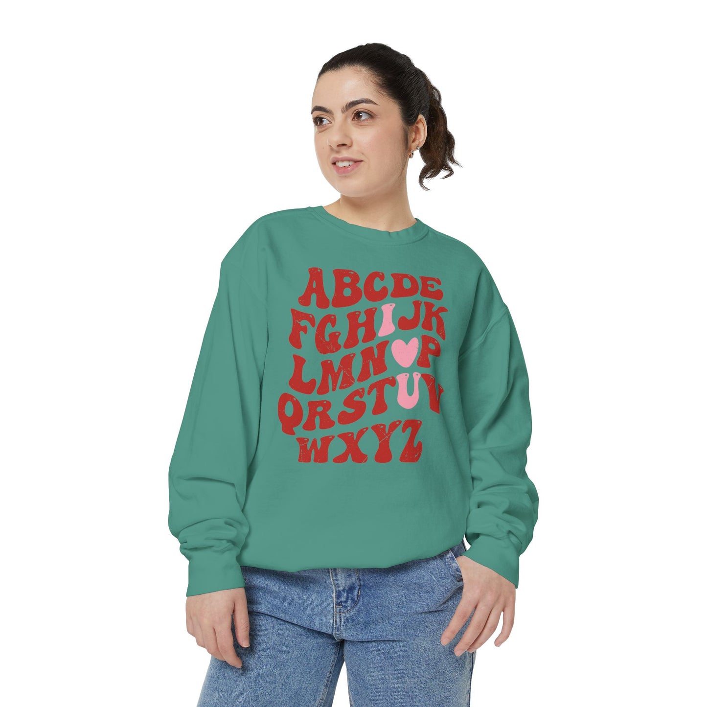 Red Alphabet I love you Adult Comfort Colors Sweatshirt