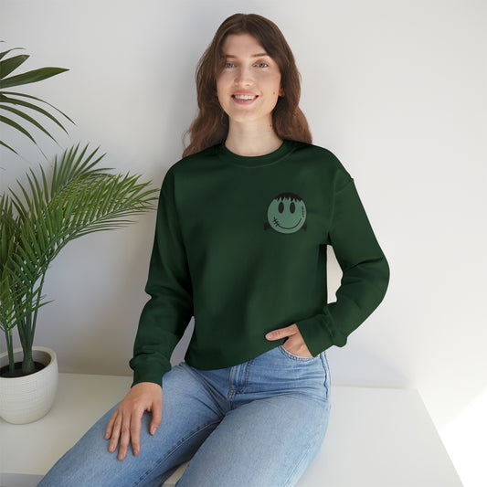 Halloween - Franken Smile Front, Halloween Bolt Back - Sweater / Pullover