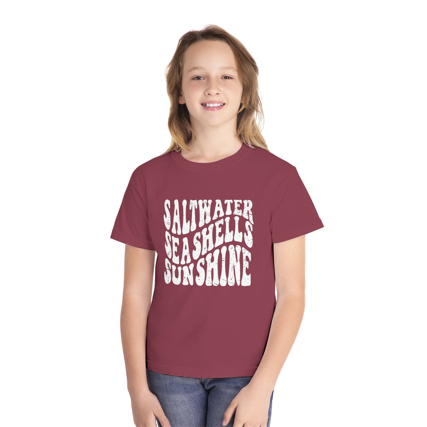Youth Saltwater, Seashells, Sunshine Comfort Colors Youth Tee