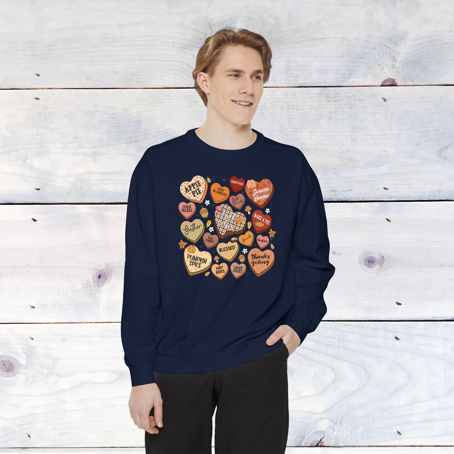 Fall Conversation Hearts Comfort Colors Sweater