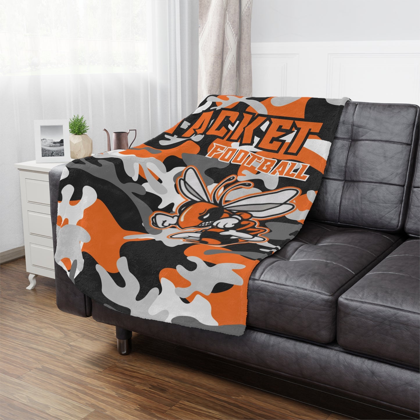 Orange & Black Camo Fighting Jacket Football Blanket