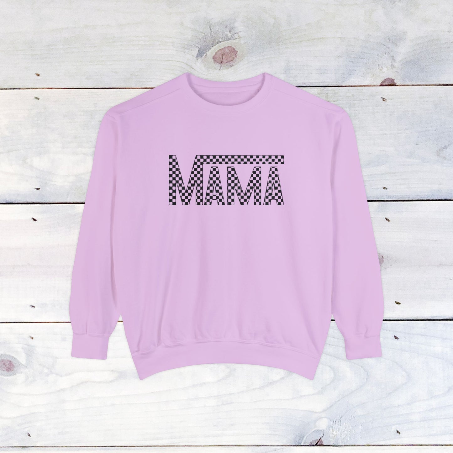 Mama Checkered Black Comfort Colors Sweater