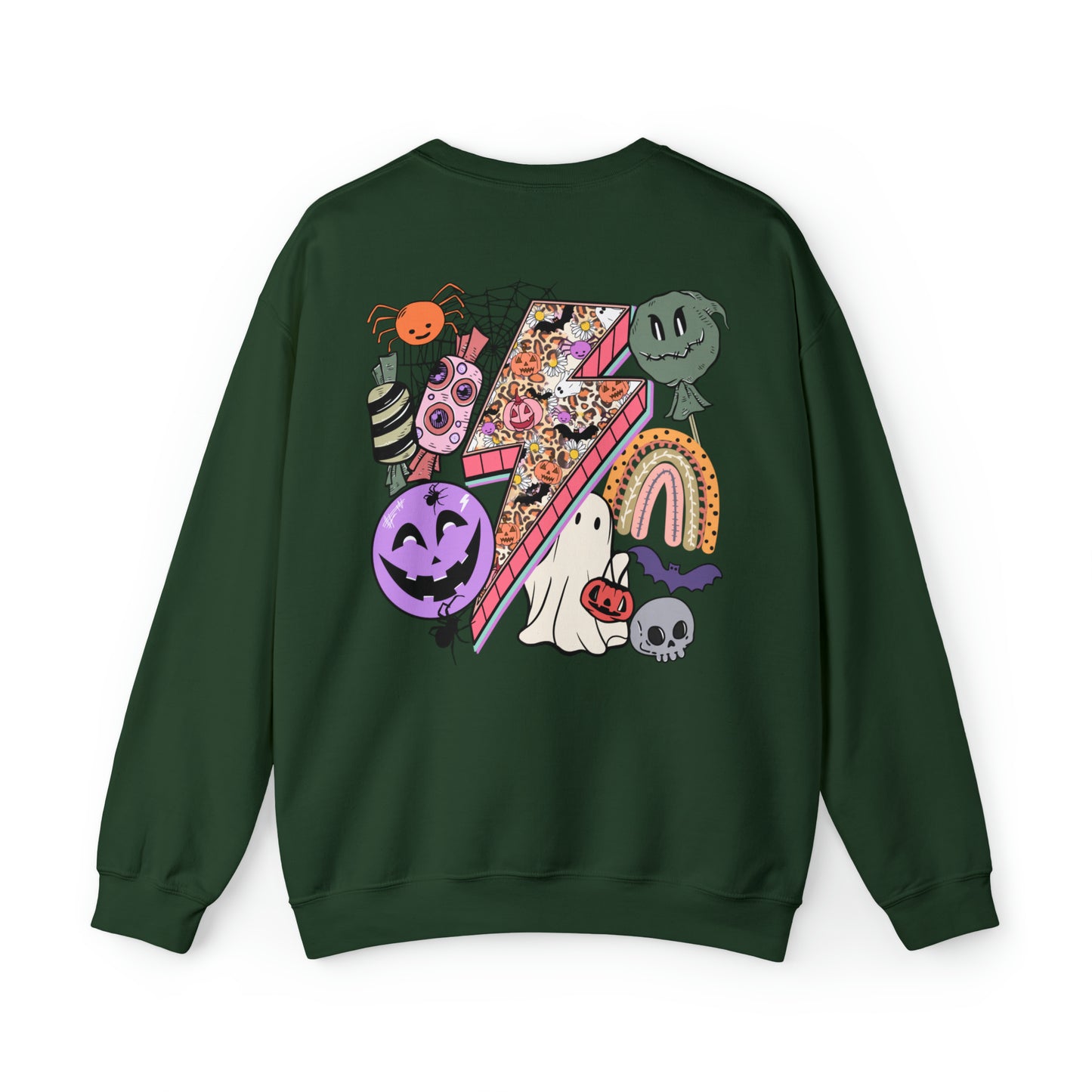 Halloween - Franken Smile Front, Halloween Bolt Back - Sweater / Pullover