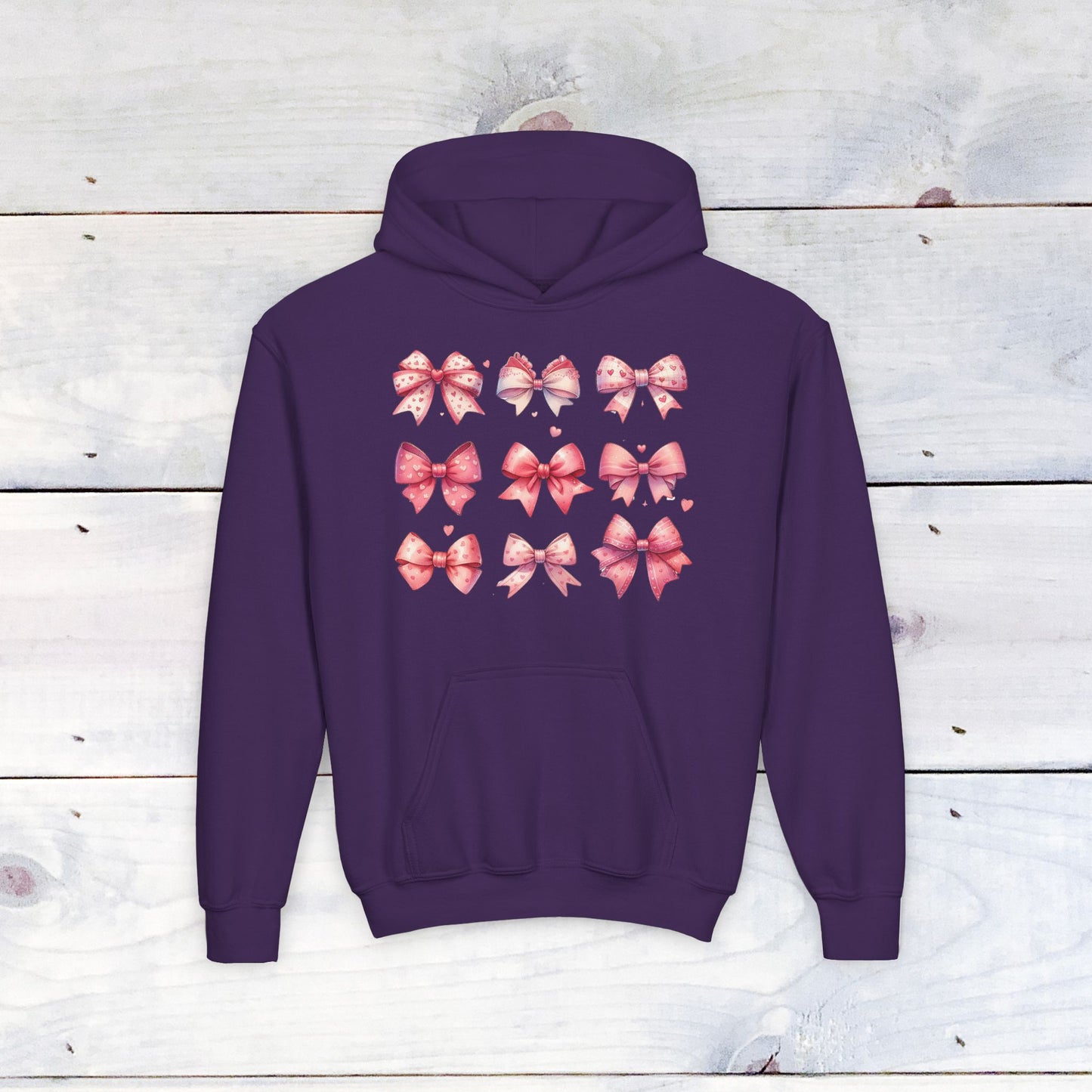 Pinky Bow Grid Youth Hoodie