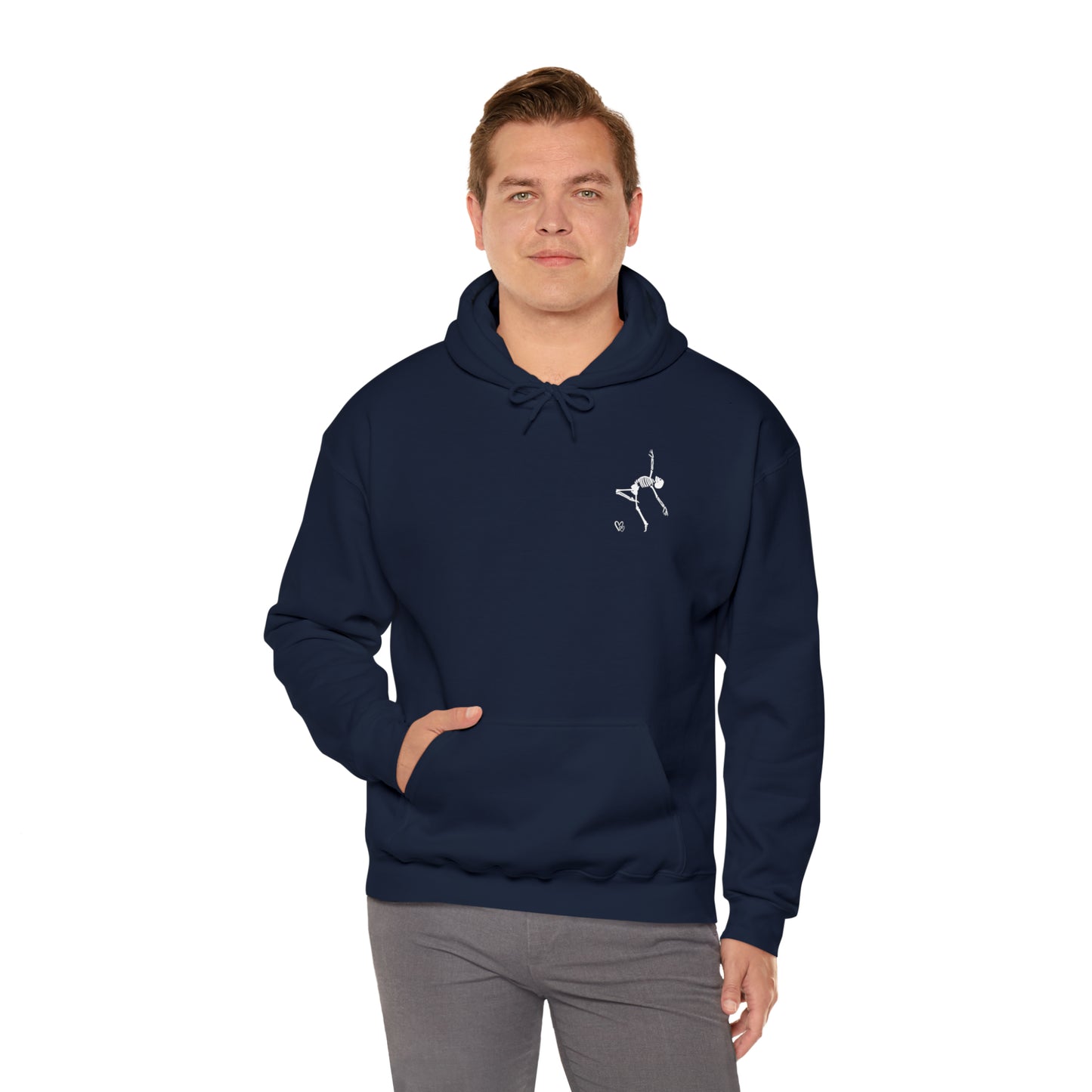 Dancing Skeleton Hoodie- Dancing Skeleton Front- Multi -Dancing Skeleton Back, Mutliple Color Options, Unisex Heavy Blend™ Hooded Sweatshirt