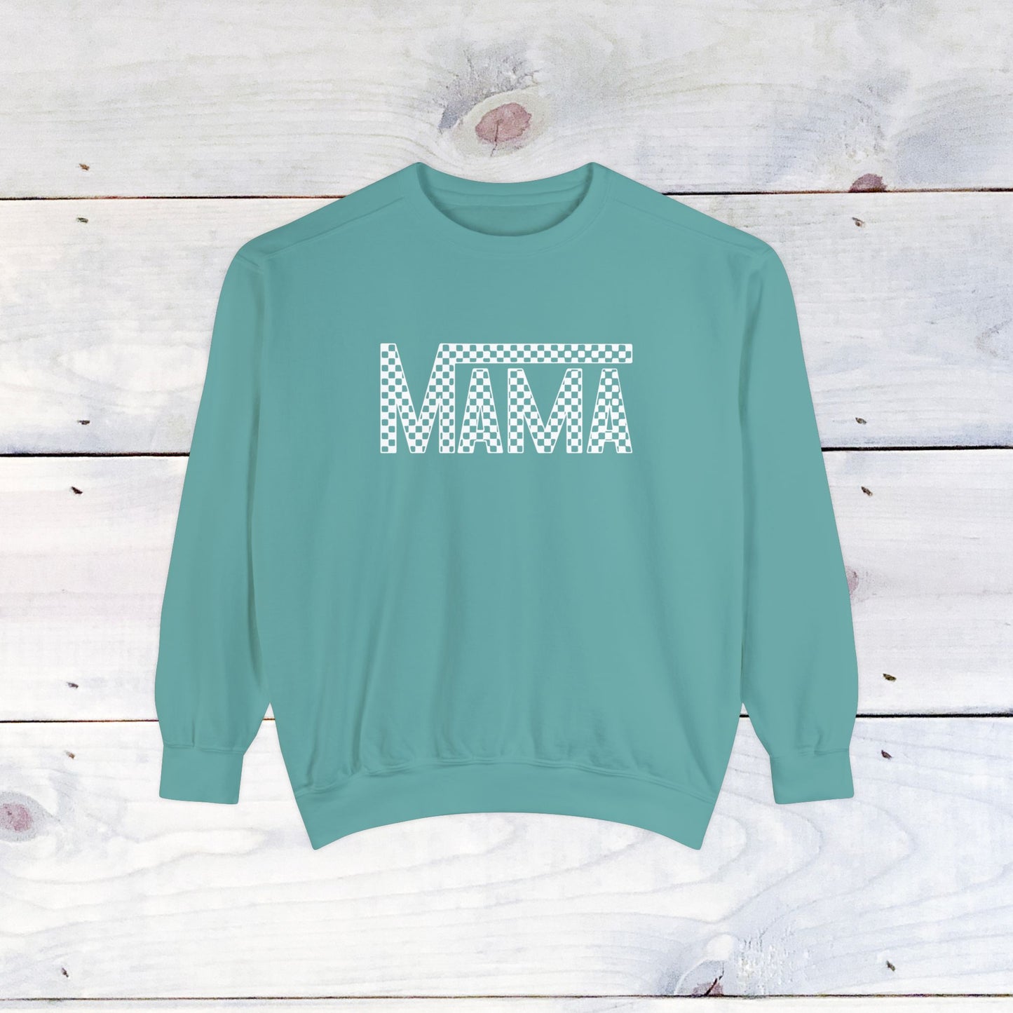 Mama Checkered Comfort Colors Sweater