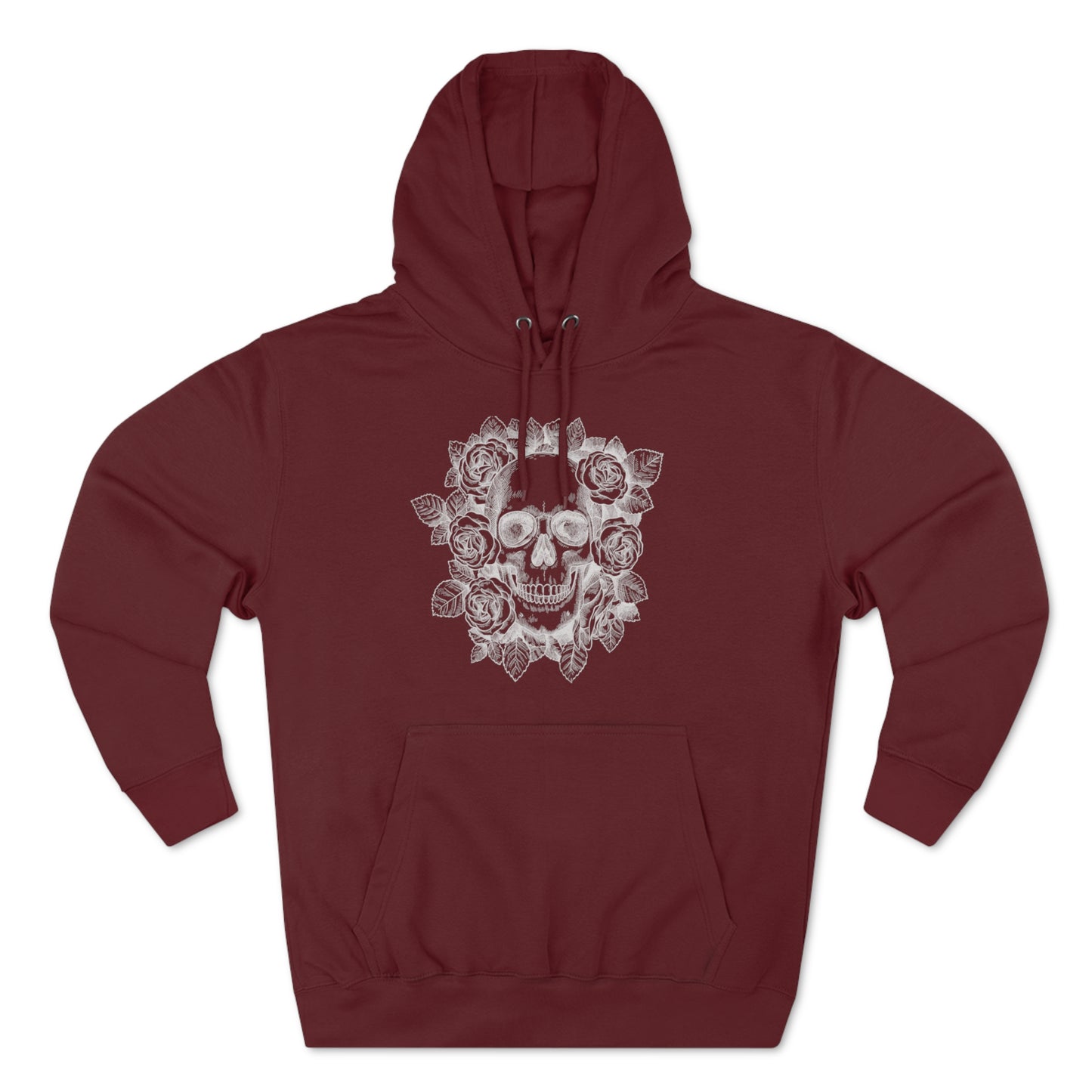 Skull with Rose Background - Unisex Premium Pullover Hoodie