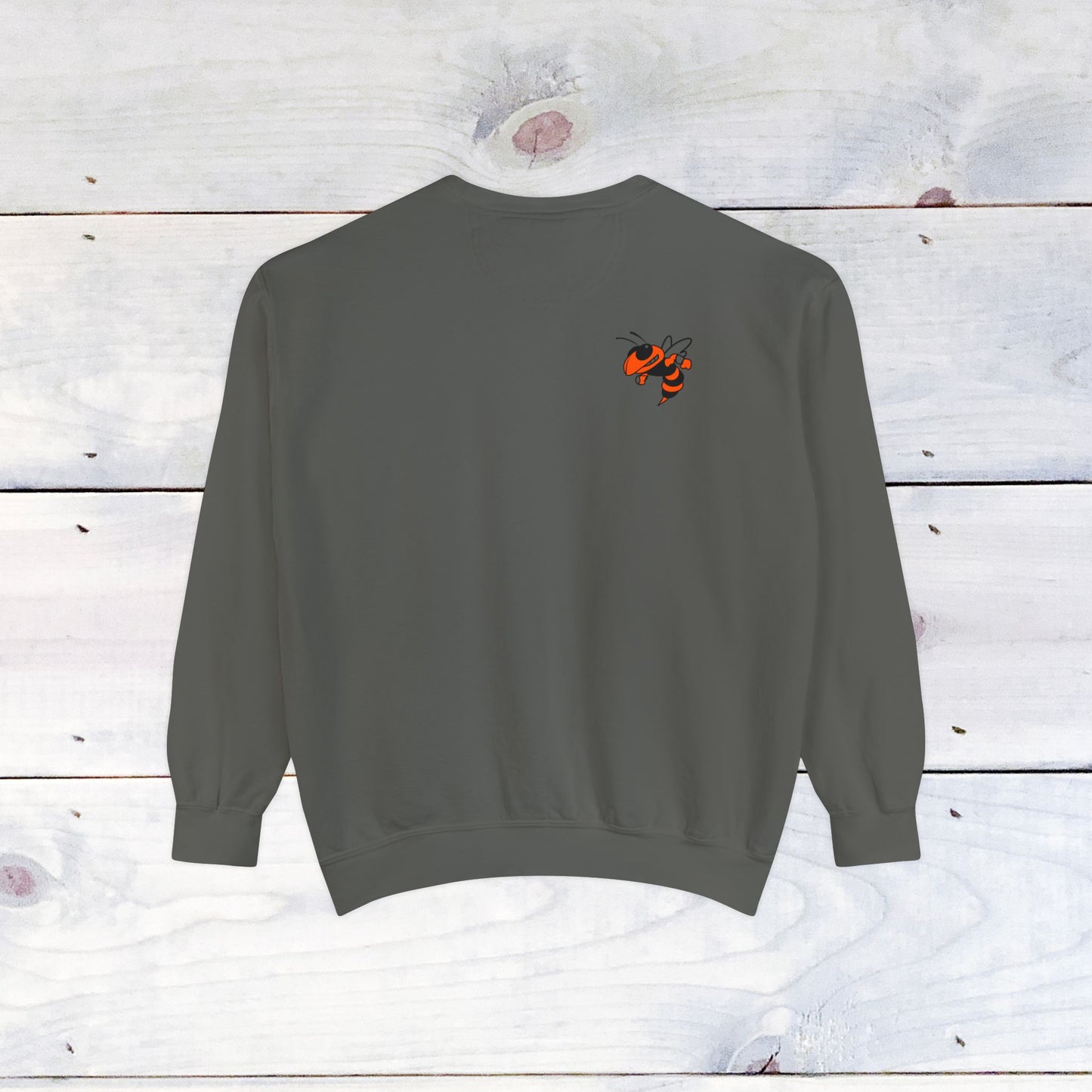 Old School R front, Small Fighting Stinger on back Comfort Colors Sweater