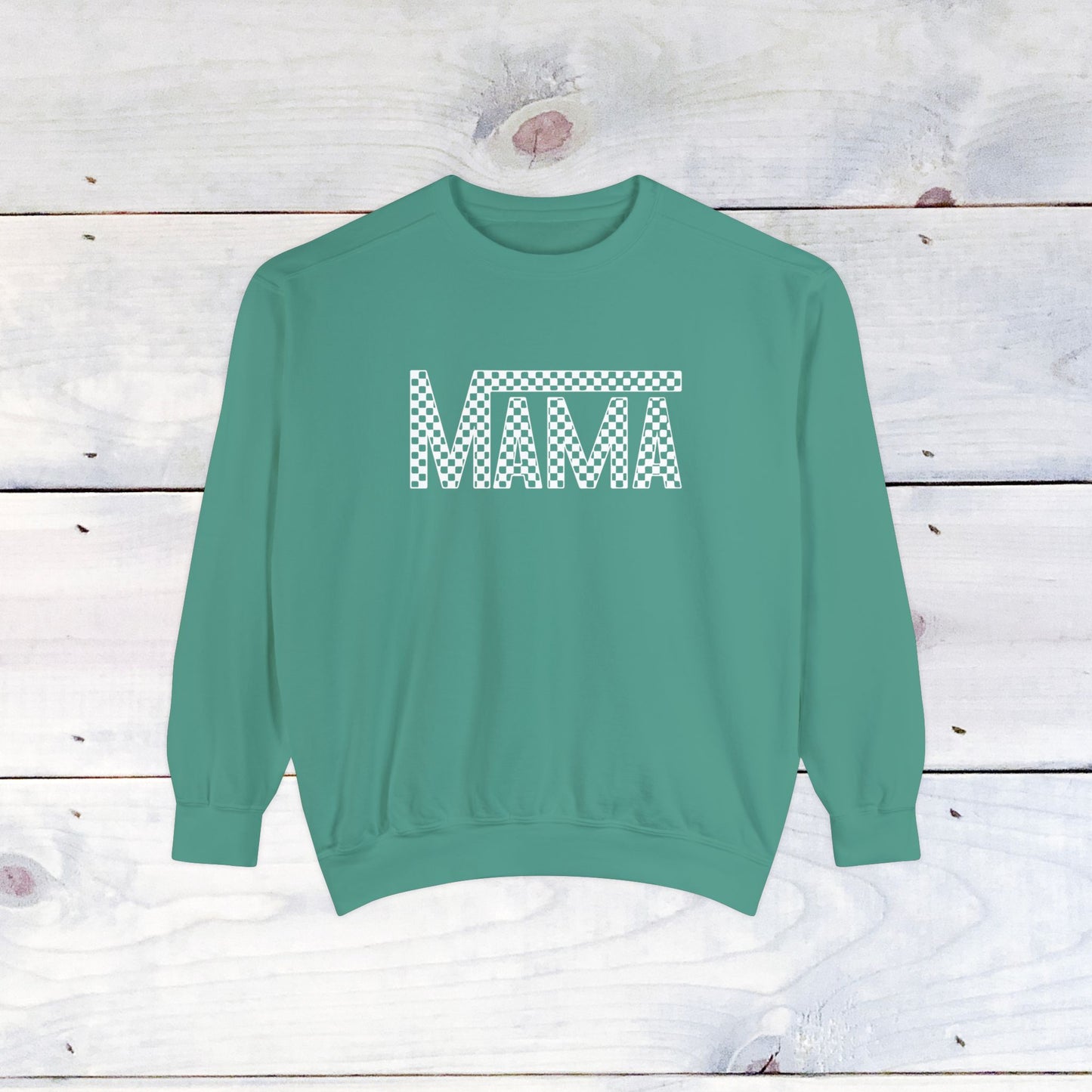 Mama Checkered Comfort Colors Sweater