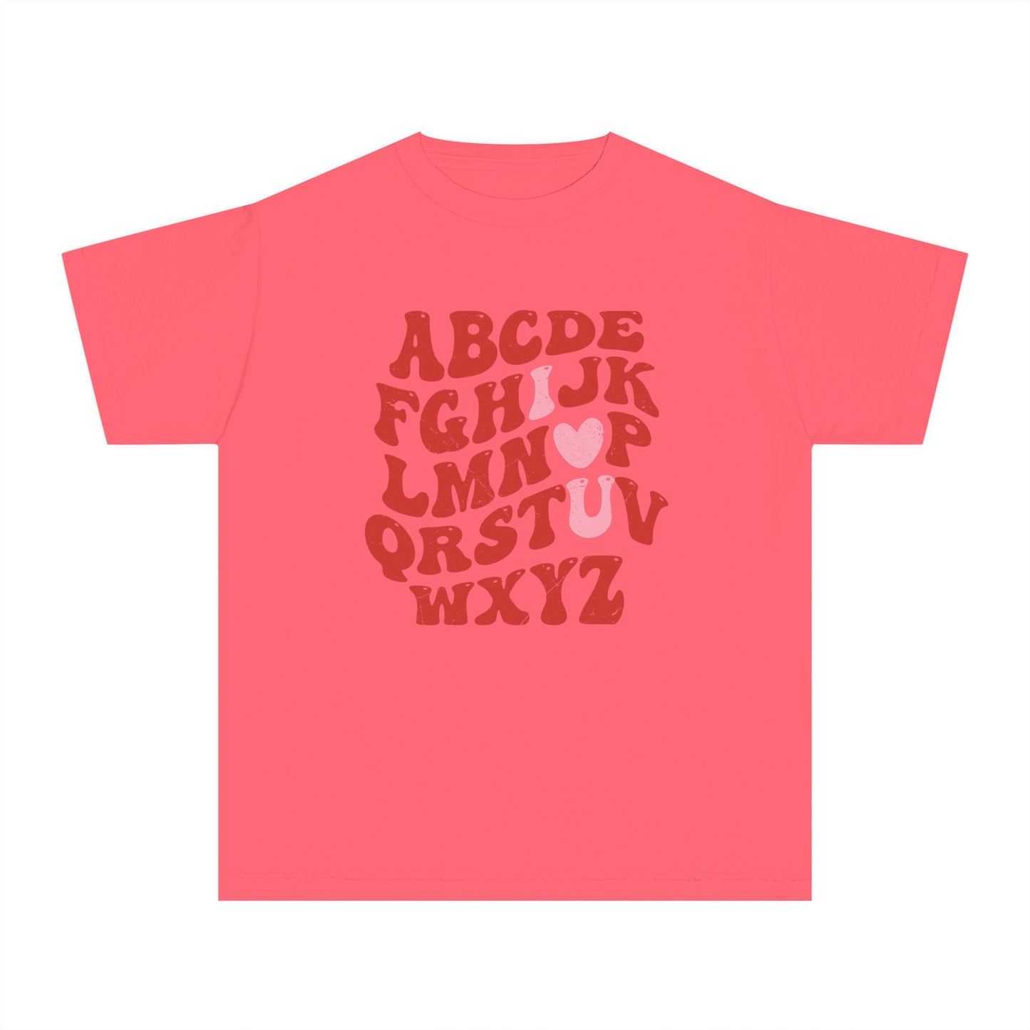 Red Alpha I Love You Youth Comfort Colors Tee