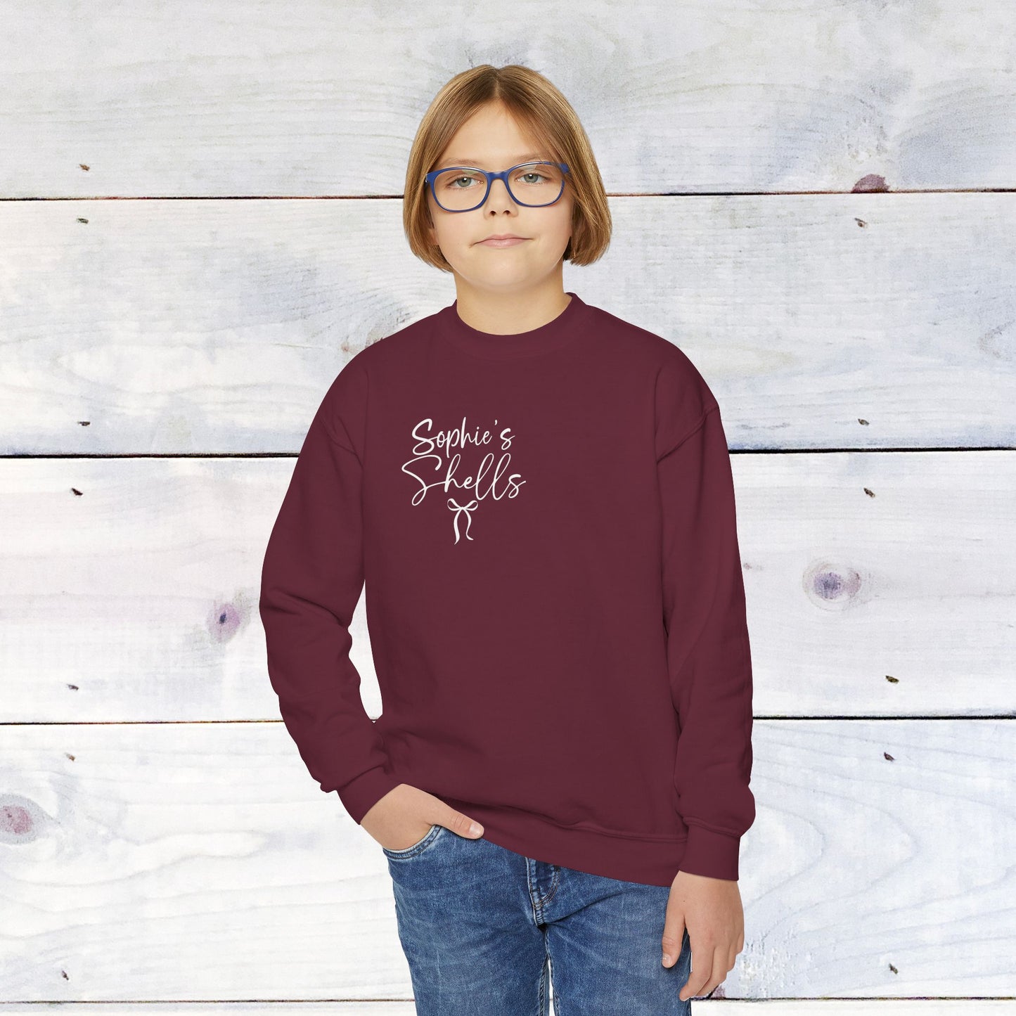 Custom 'Sophie's Shells' Youth Crewneck Sweatshirt