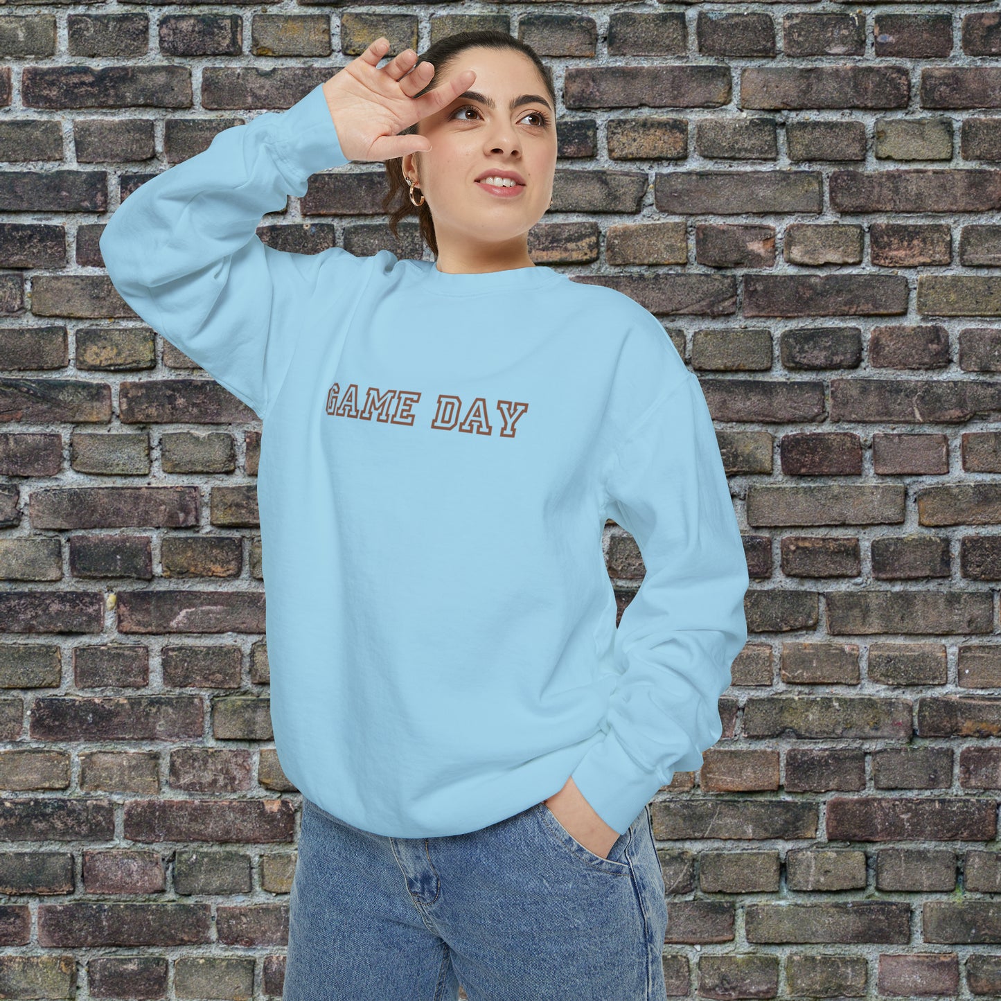 Game Day Comfort Colors Sweater - Brown Text