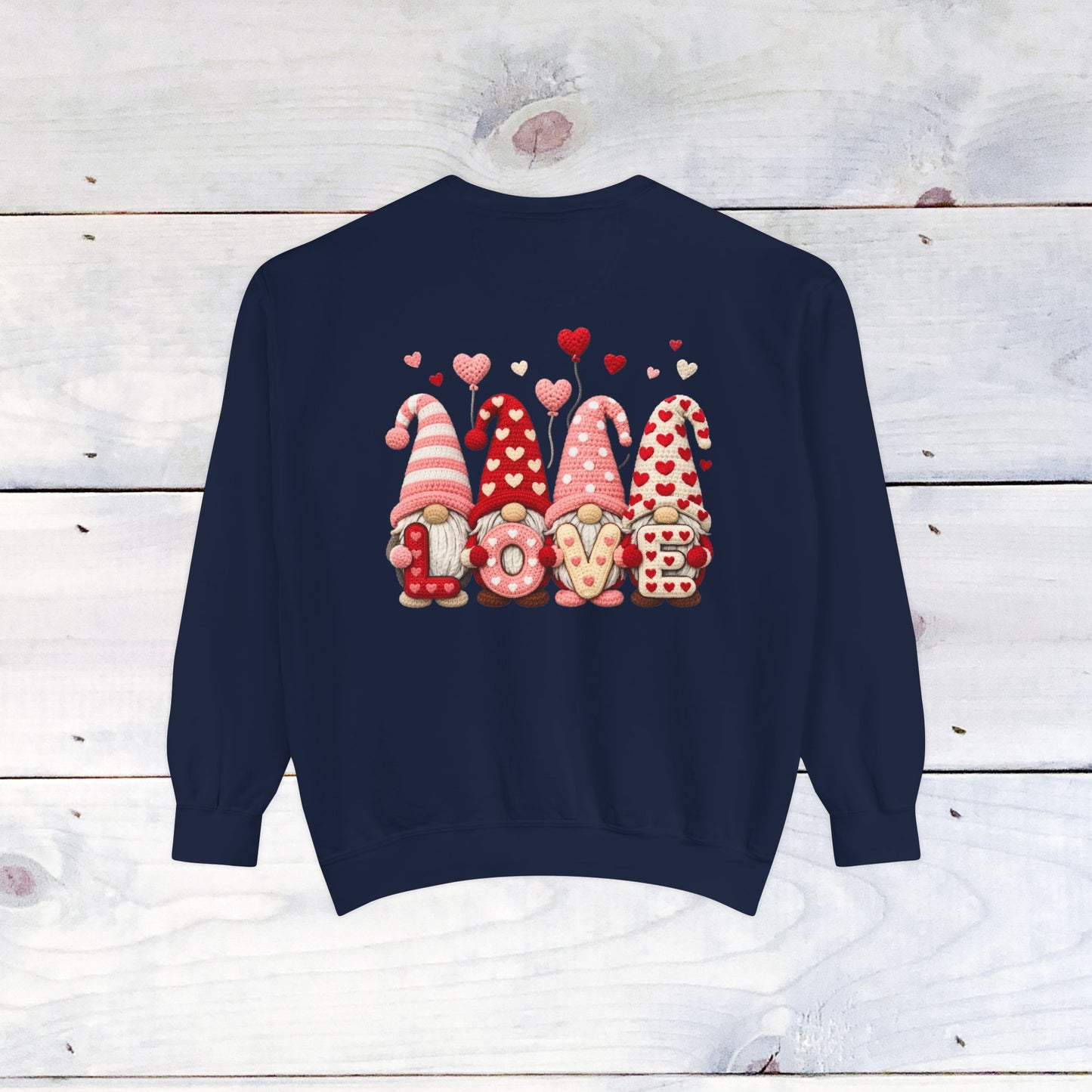 Gnome Love Yarn Bow Comfort Color Sweatshirt