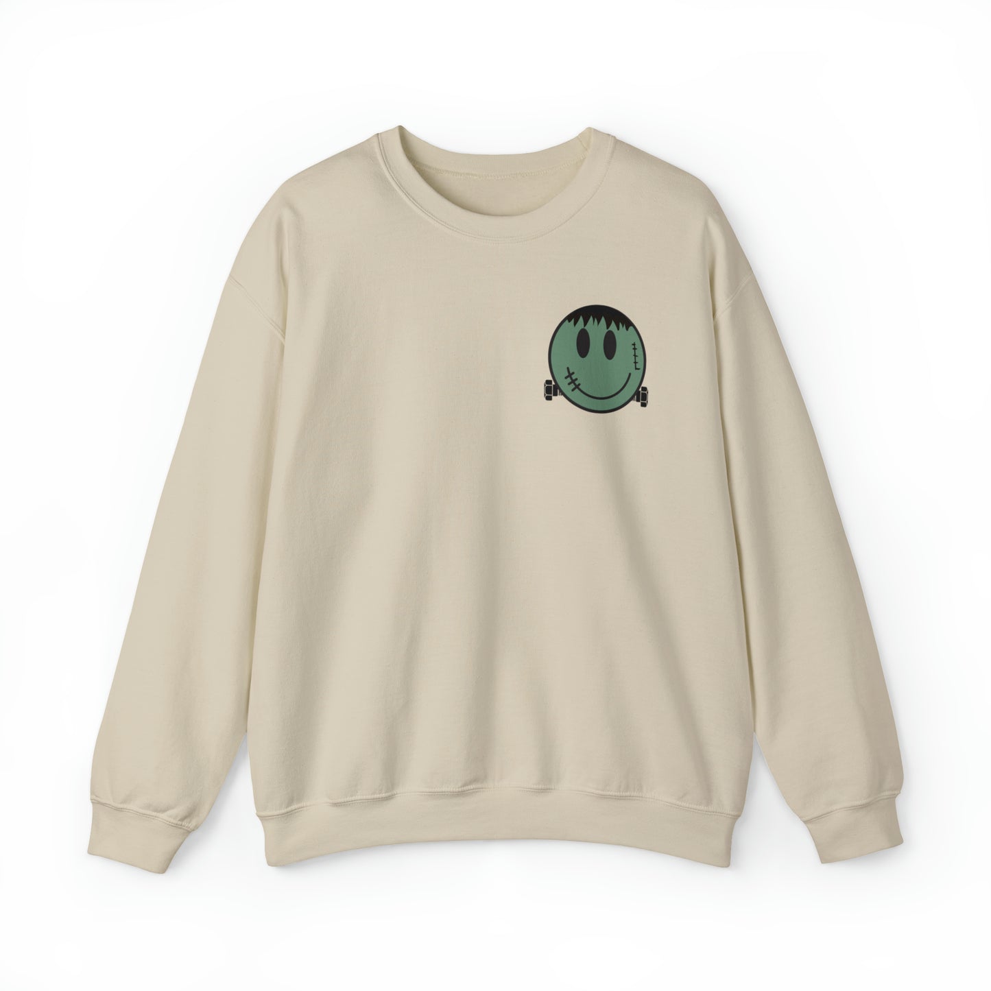 Halloween - Franken Smile Front, Halloween Bolt Back - Sweater / Pullover
