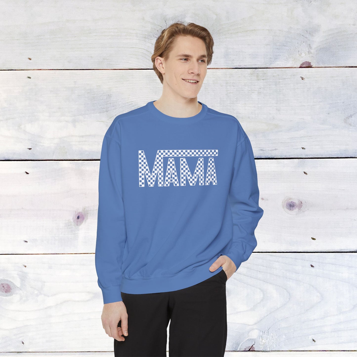 Mama Checkered Comfort Colors Sweater