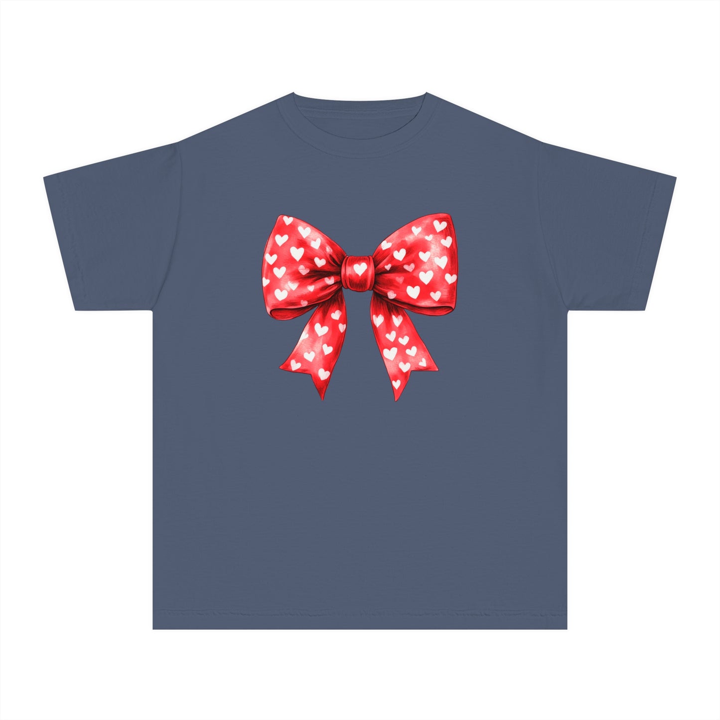 Heart Bow Youth Comfort Colors Tee