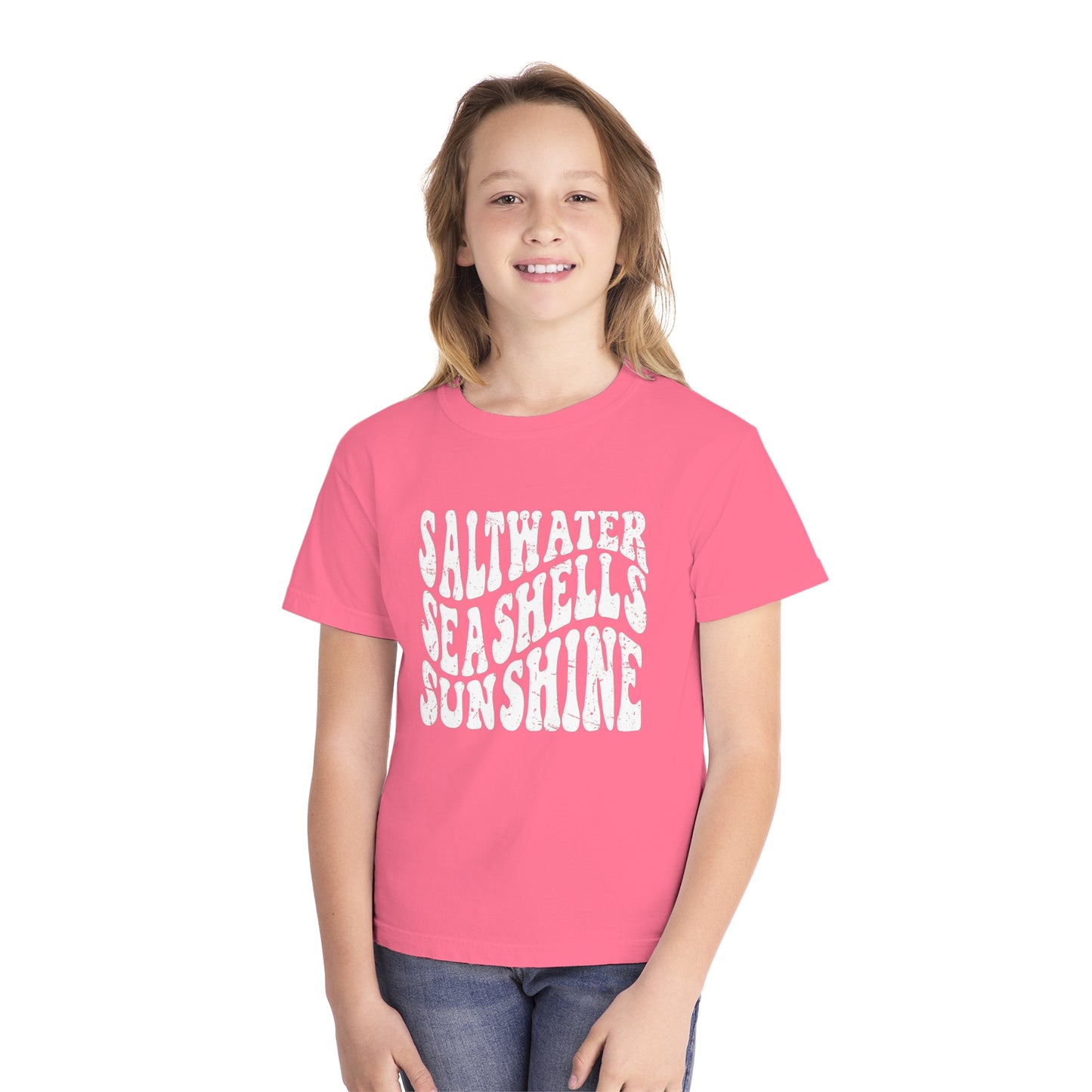 Youth Saltwater, Seashells, Sunshine Comfort Colors Youth Tee