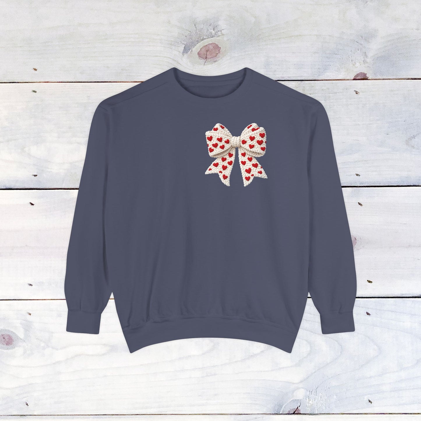 Gnome Love Yarn Bow Comfort Color Sweatshirt