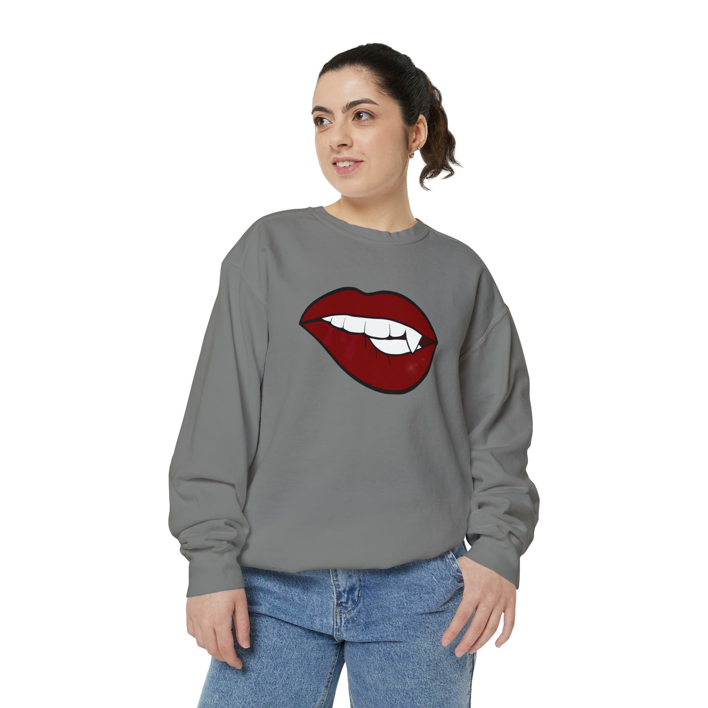 Biting Lip Vampire Fang Comfort Colors Sweater