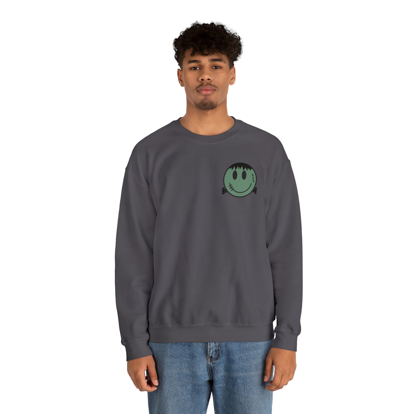 Halloween - Franken Smile Front, Halloween Bolt Back - Sweater / Pullover