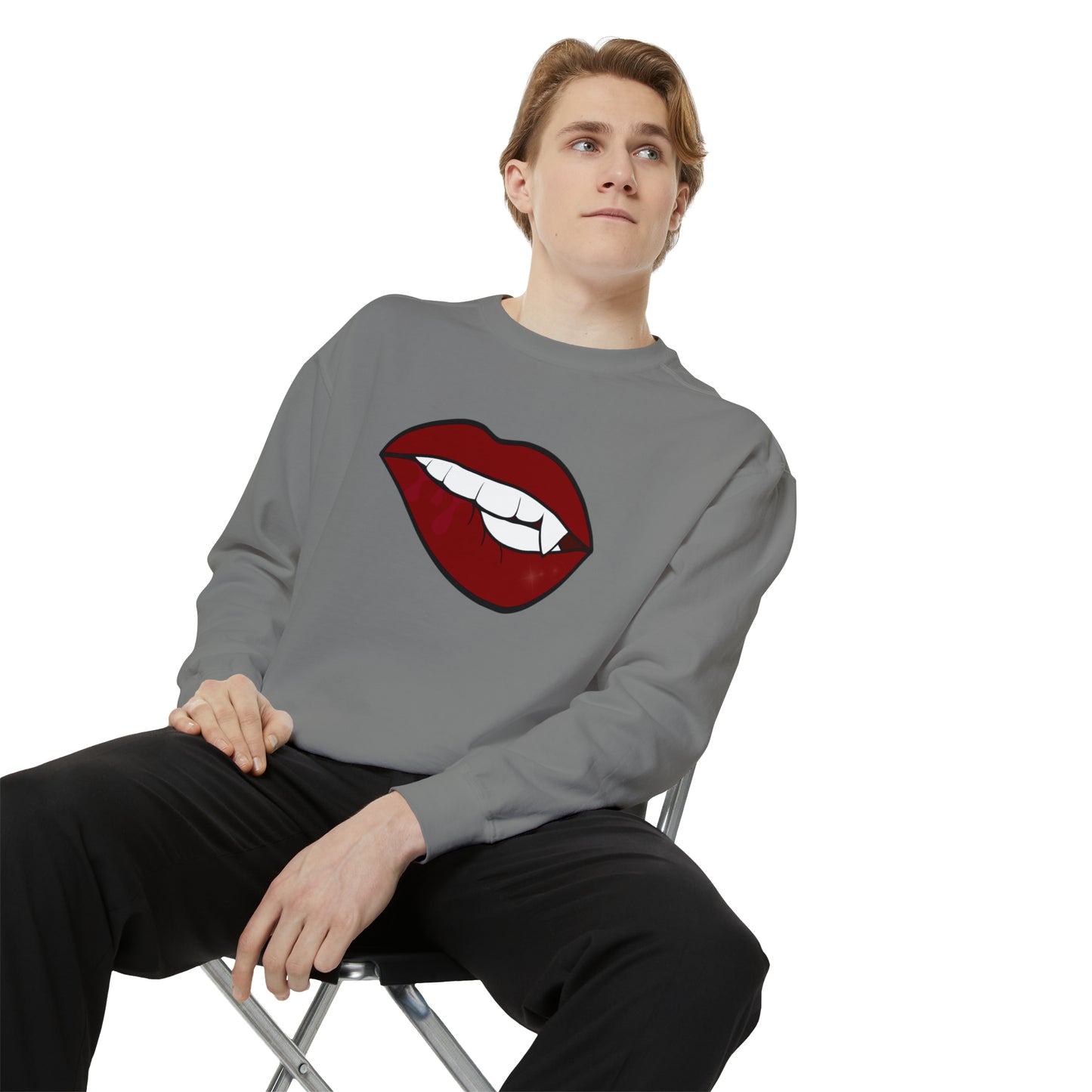 Biting Lip Vampire Fang Comfort Colors Sweater