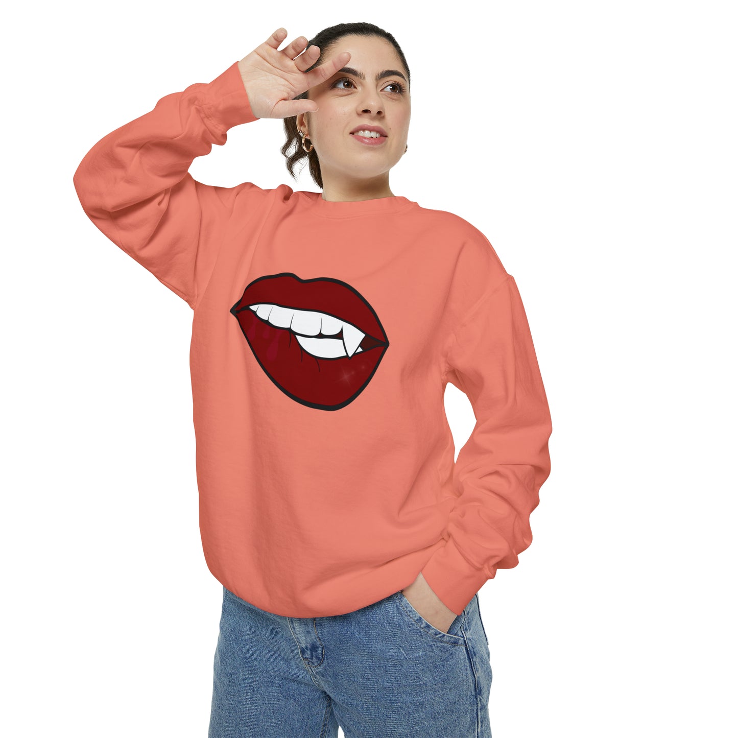 Biting Lip Vampire Fang Comfort Colors Sweater