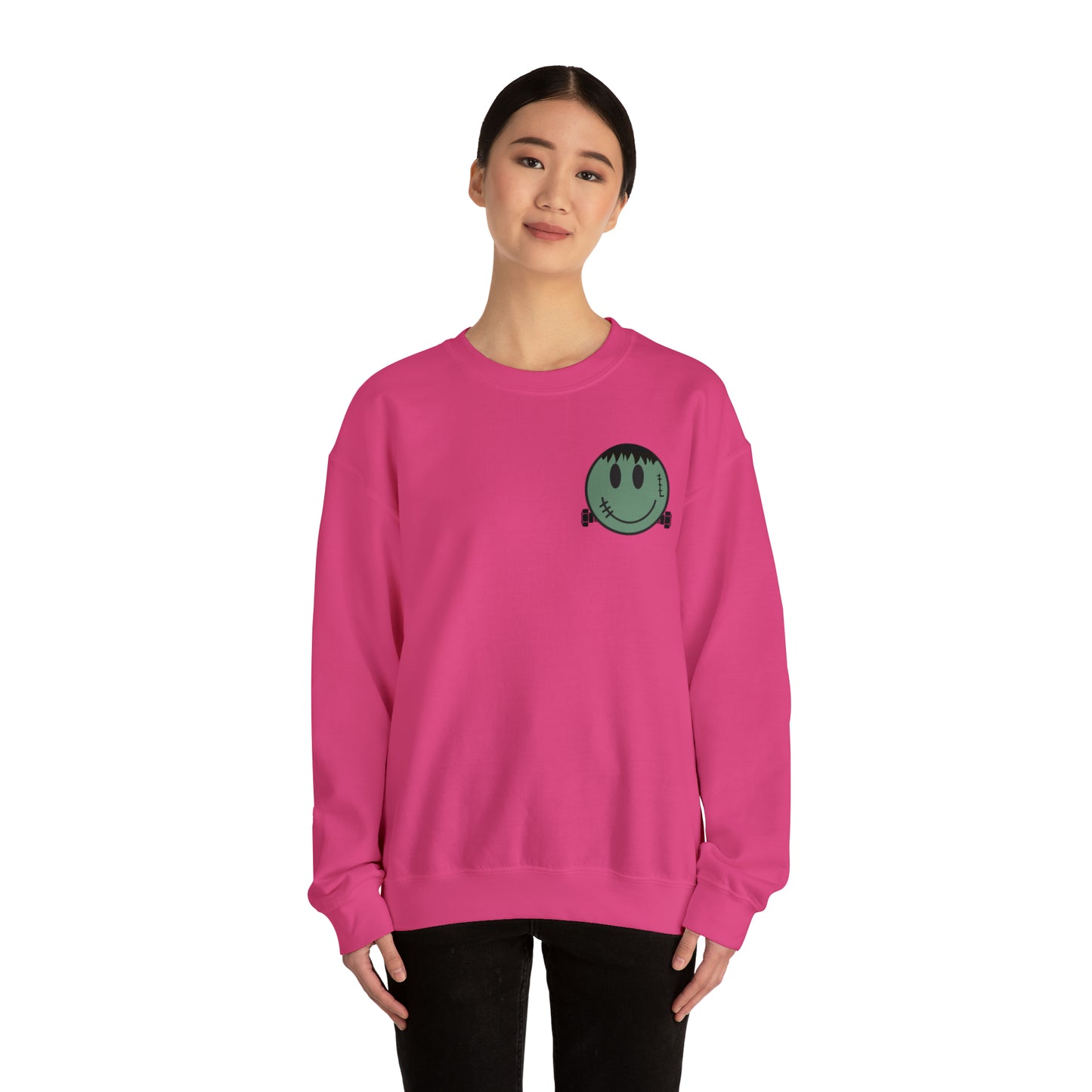 Halloween - Franken Smile Front, Halloween Bolt Back - Sweater / Pullover
