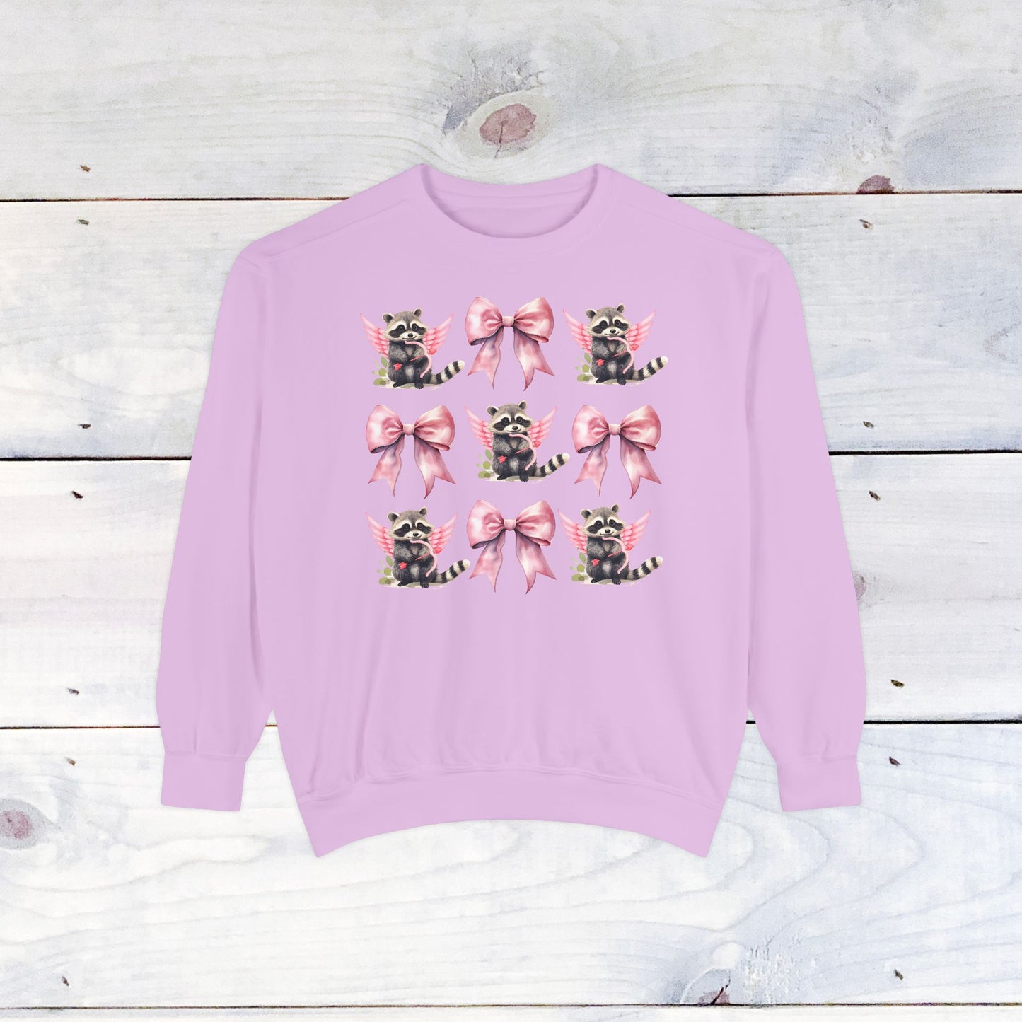 Raccoon Grid Valentine Adult Comfort Colors Sweatshirt