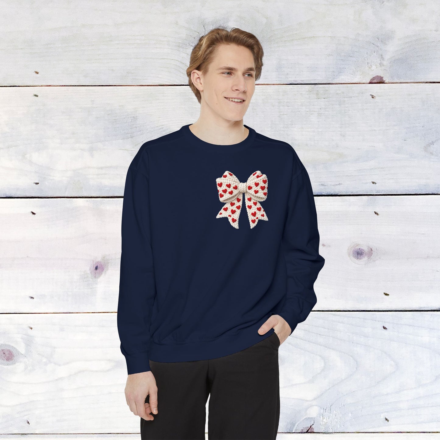 Gnome Love Yarn Bow Comfort Color Sweatshirt