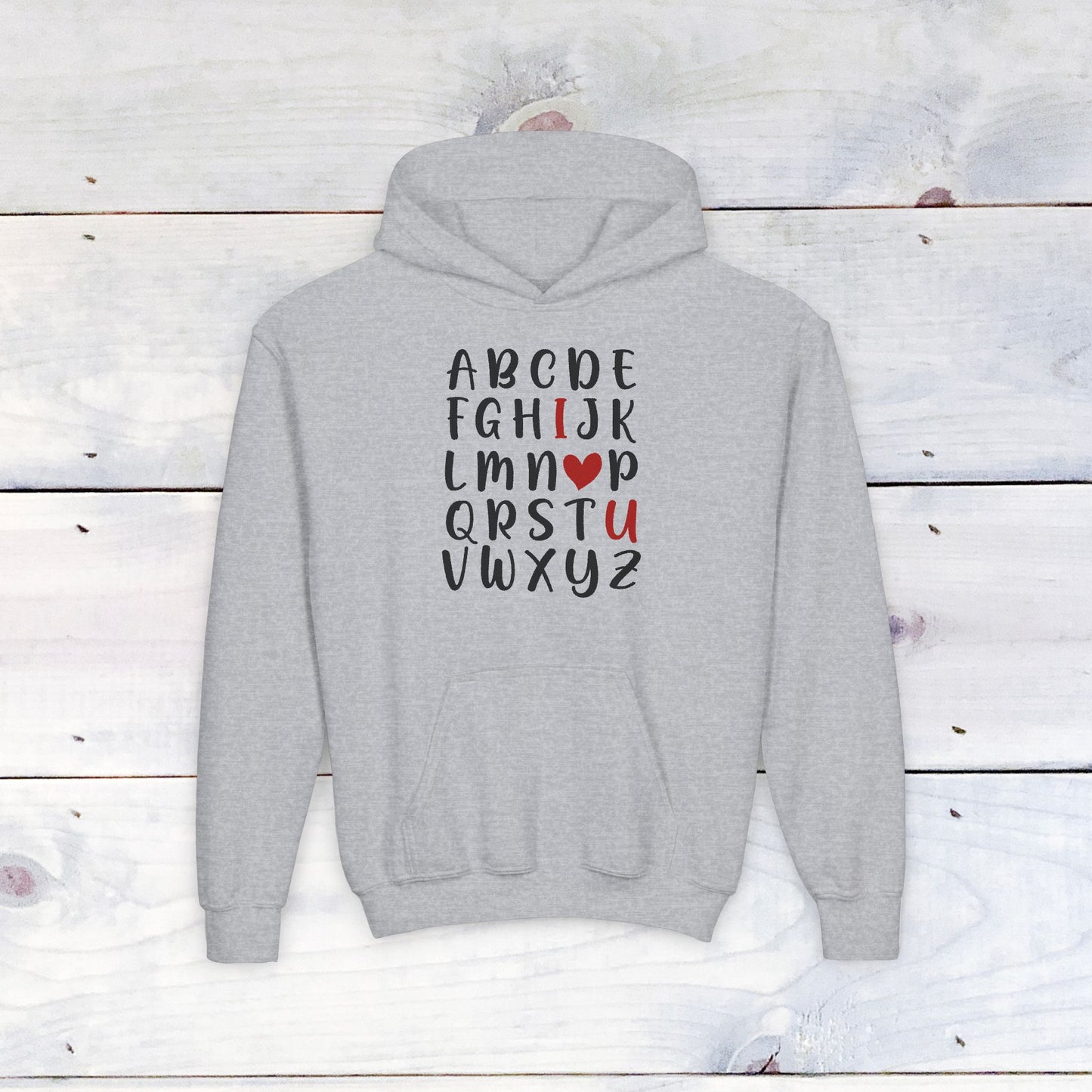 Black Alpha I love You Valentine Youth Hoodie