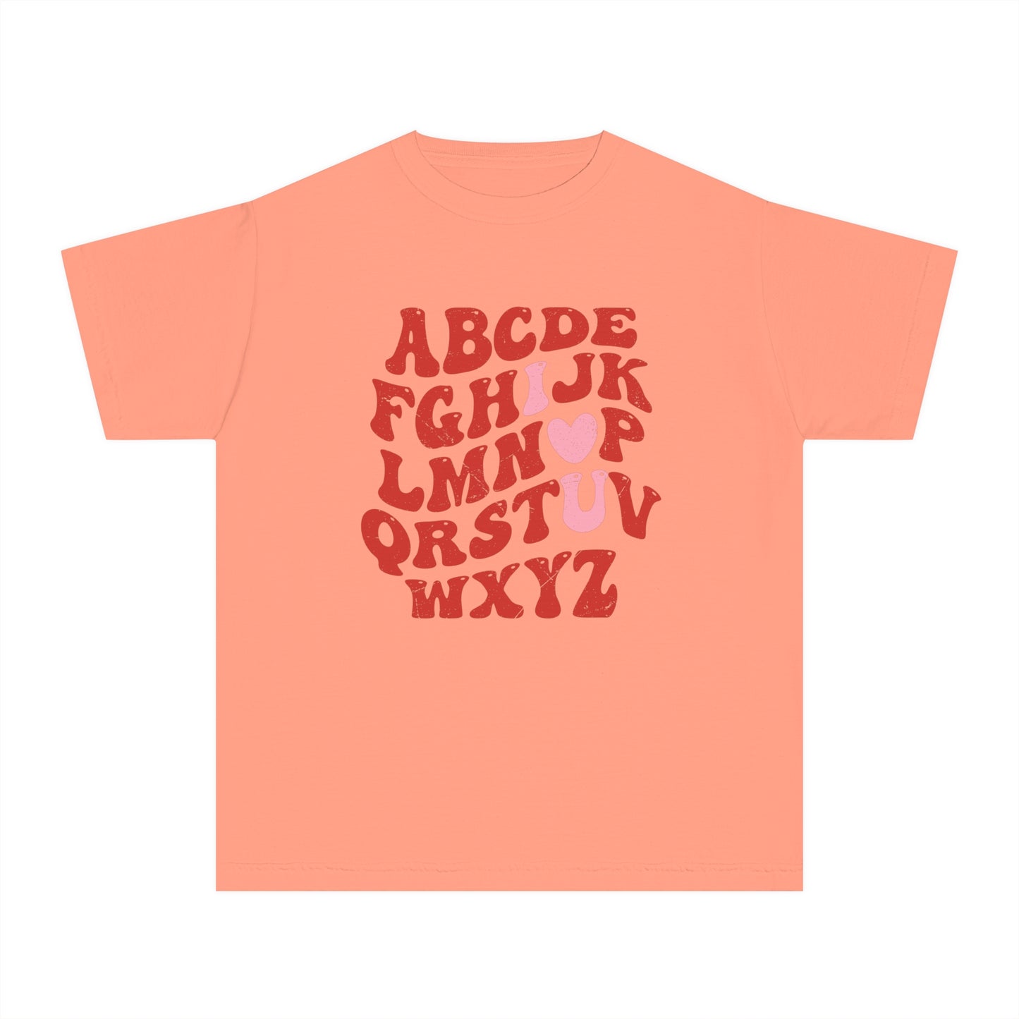 Red Alpha I Love You Youth Comfort Colors Tee