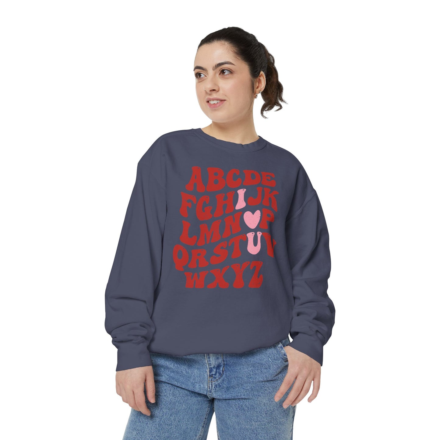 Red Alphabet I love you Adult Comfort Colors Sweatshirt