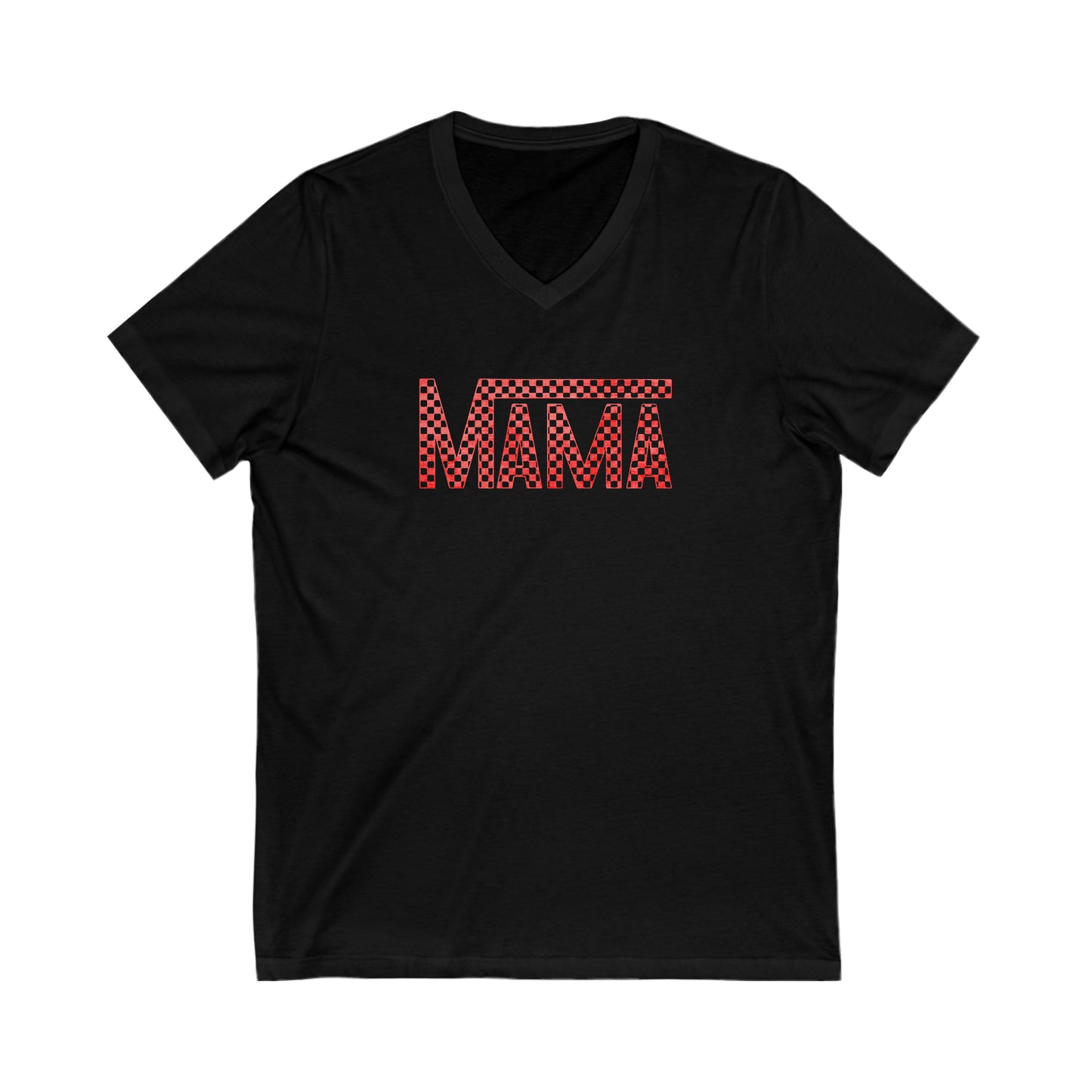 Red Mama Checkered V Neck