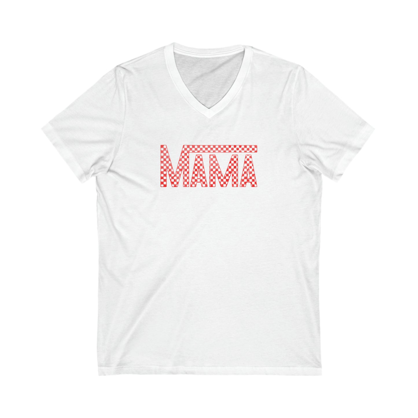 Red Mama Checkered V Neck