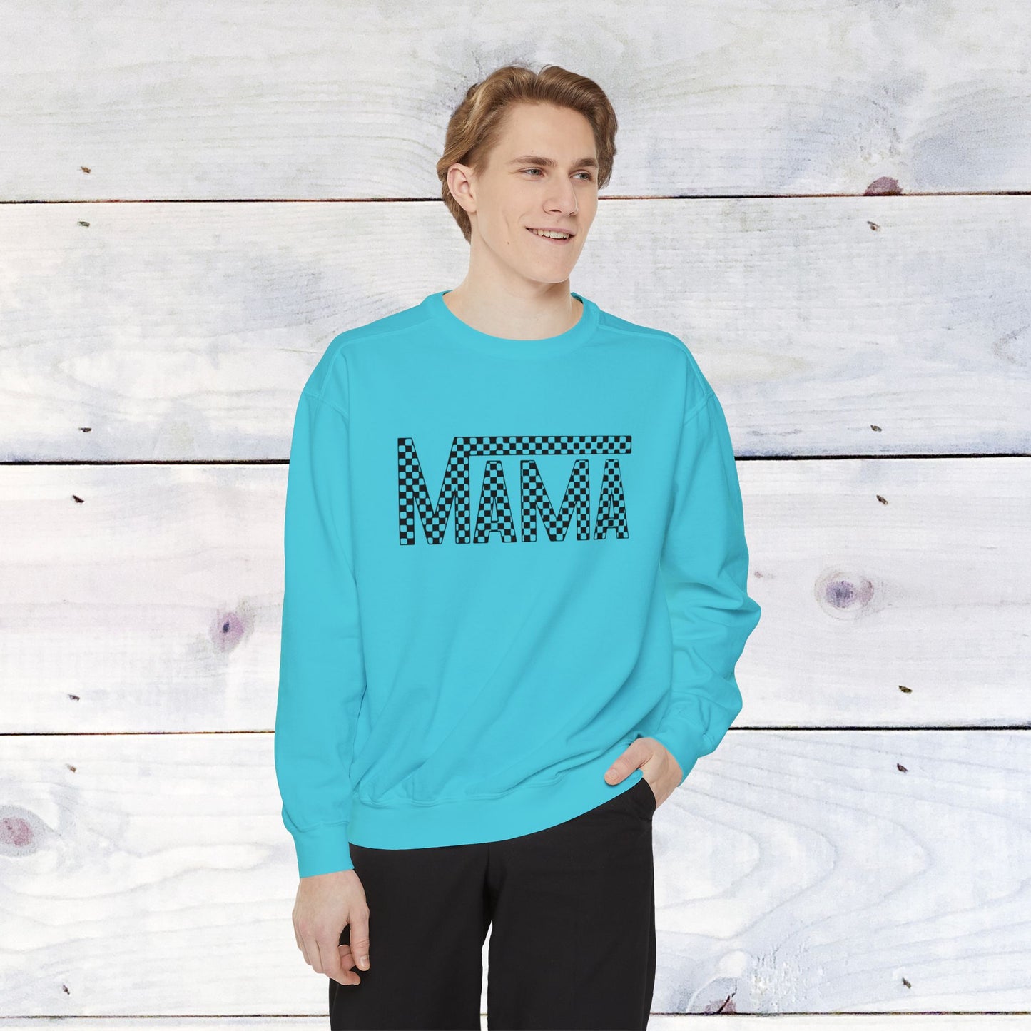 Mama Checkered Black Comfort Colors Sweater