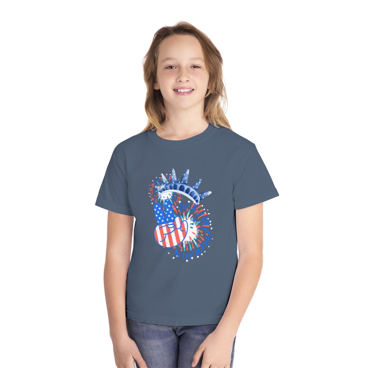 Peace, Crown, & Fireworks Comfort Colors Youth Tee