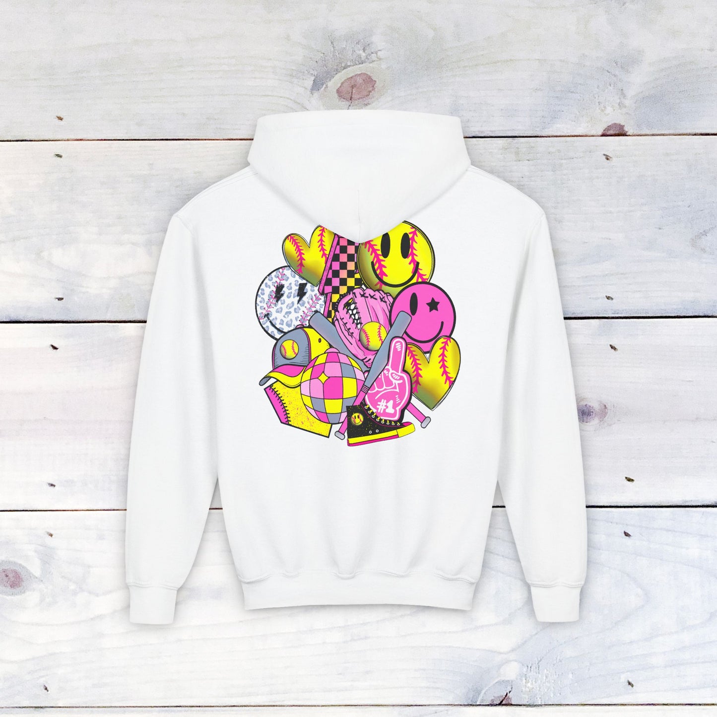 Softball Era Funk Youth Heavy Blend Hooded Sweatshirt