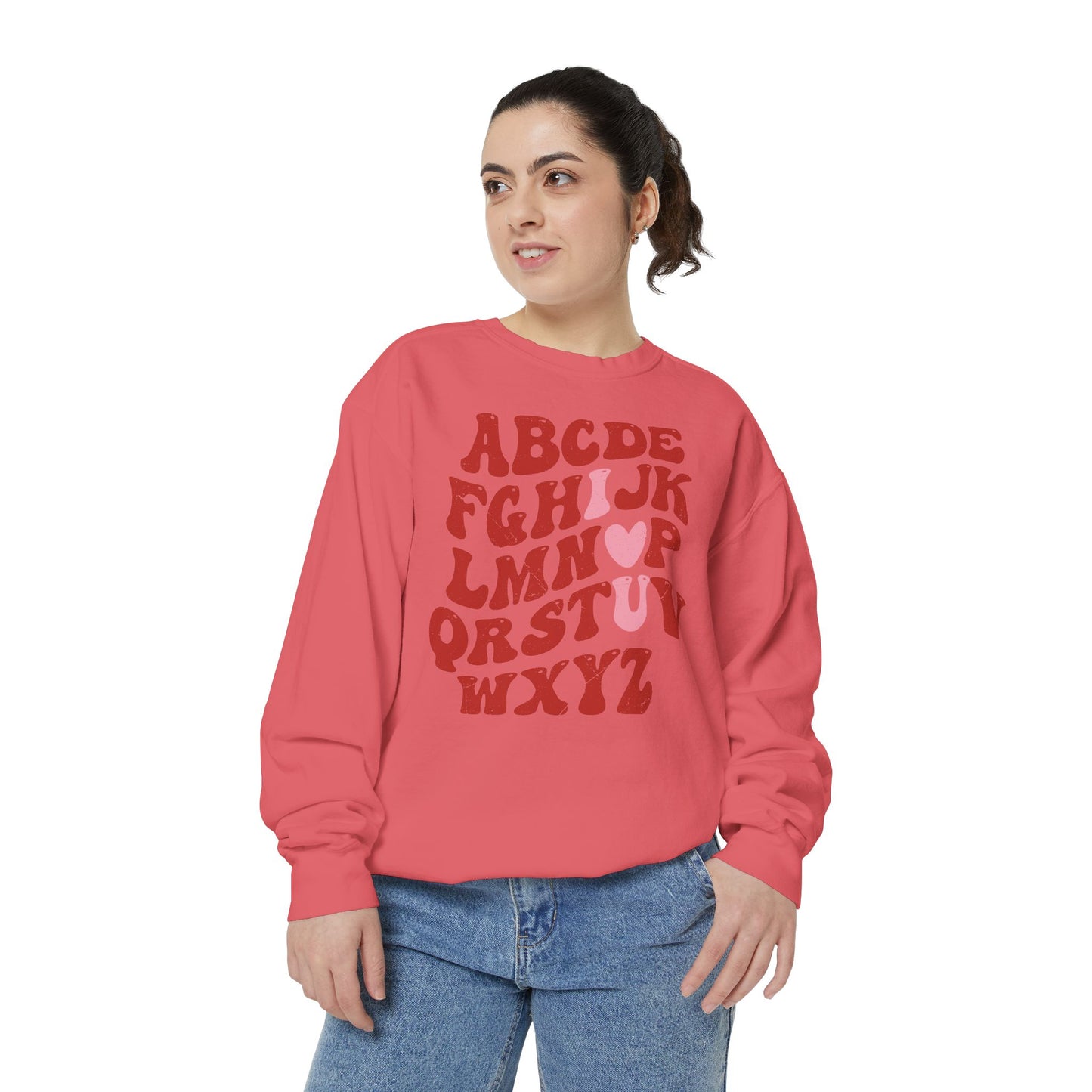Red Alphabet I love you Adult Comfort Colors Sweatshirt
