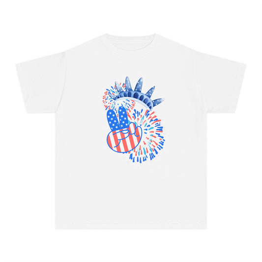 Peace, Crown, & Fireworks Comfort Colors Youth Tee