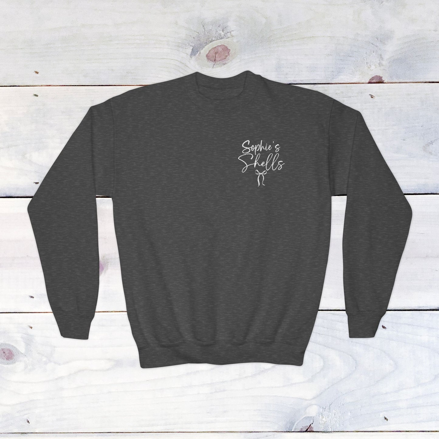 Custom Sophie's Shells Youth Crewneck Sweatshirt - Embrodiery