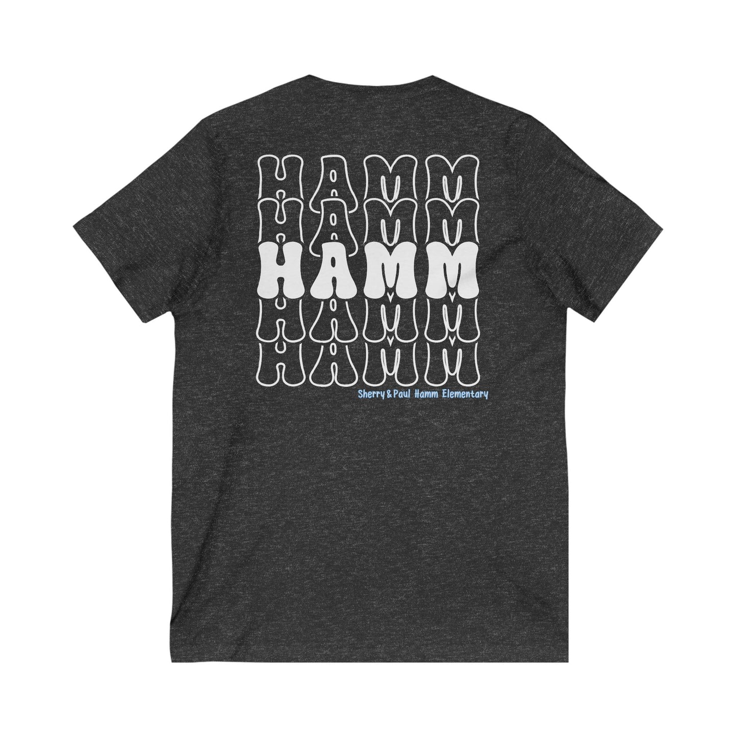 Hamm Unisex V-Neck Tee, Repeat Back:Logo Front
