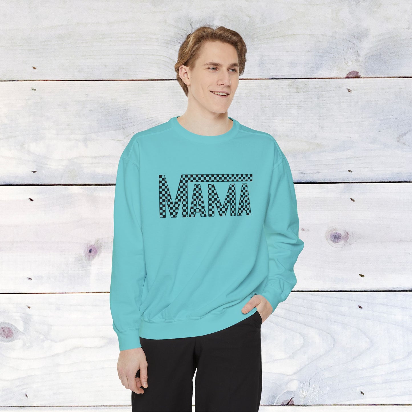 Mama Checkered Black Comfort Colors Sweater