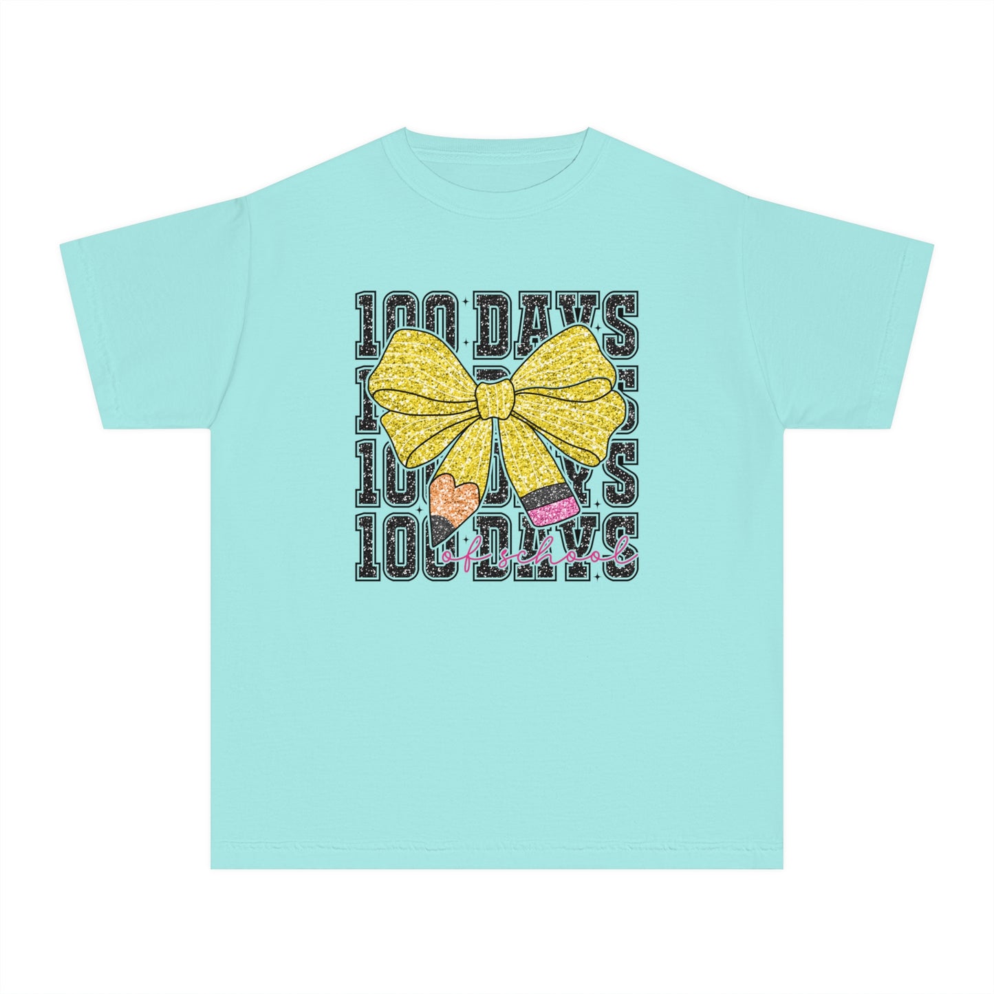 Youth 100 Days Bow Comfort Colors Tee