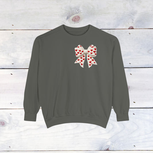 Gnome Love Yarn Bow Comfort Color Sweatshirt